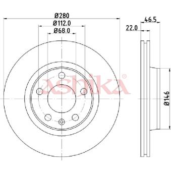 Jeu de 2 disques de frein avant ASHIKA OEM 8E0615301D