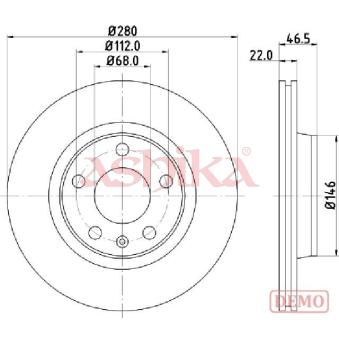 Jeu de 2 disques de frein avant ASHIKA OEM D1268