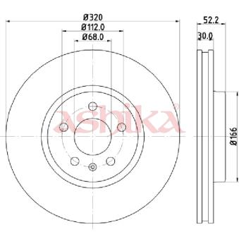 Jeu de 2 disques de frein avant ASHIKA OEM 8K0615301A
