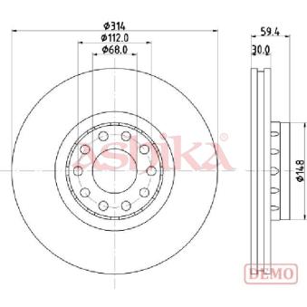 Jeu de 2 disques de frein avant ASHIKA 60-00-0924C