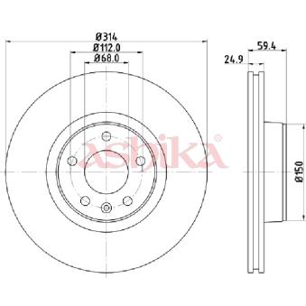 Jeu de 2 disques de frein avant ASHIKA OEM 4F0615301D