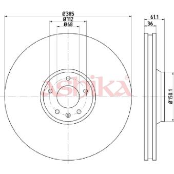 Jeu de 2 disques de frein avant ASHIKA 60-00-0928