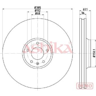 Jeu de 2 disques de frein avant ASHIKA OEM 4F0615301J