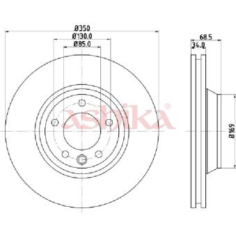 Disque de frein avant gauche ASHIKA OEM 95535140150