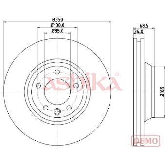 Disque de frein avant gauche ASHIKA OEM 95535140150