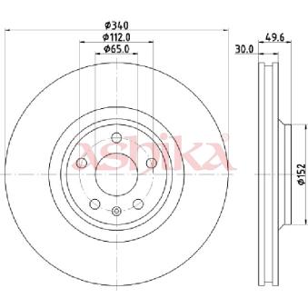 Jeu de 2 disques de frein avant ASHIKA OEM 8J0615301