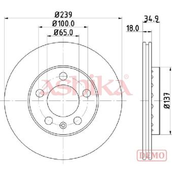 Jeu de 2 disques de frein avant ASHIKA OEM JZW615301M