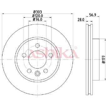 Jeu de 2 disques de frein avant ASHIKA OEM 2H0615301A