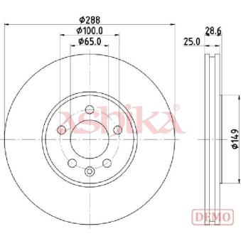 Jeu de 2 disques de frein avant ASHIKA 60-00-0950C