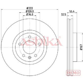 Jeu de 2 disques de frein avant ASHIKA OEM 7H0615301E