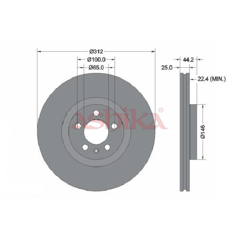 Jeu de 2 disques de frein avant ASHIKA 60-00-0962C - Visuel 1