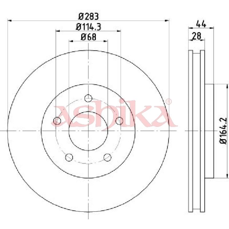 Jeu de 2 disques de frein avant ASHIKA 60-01-182C - Visuel 1