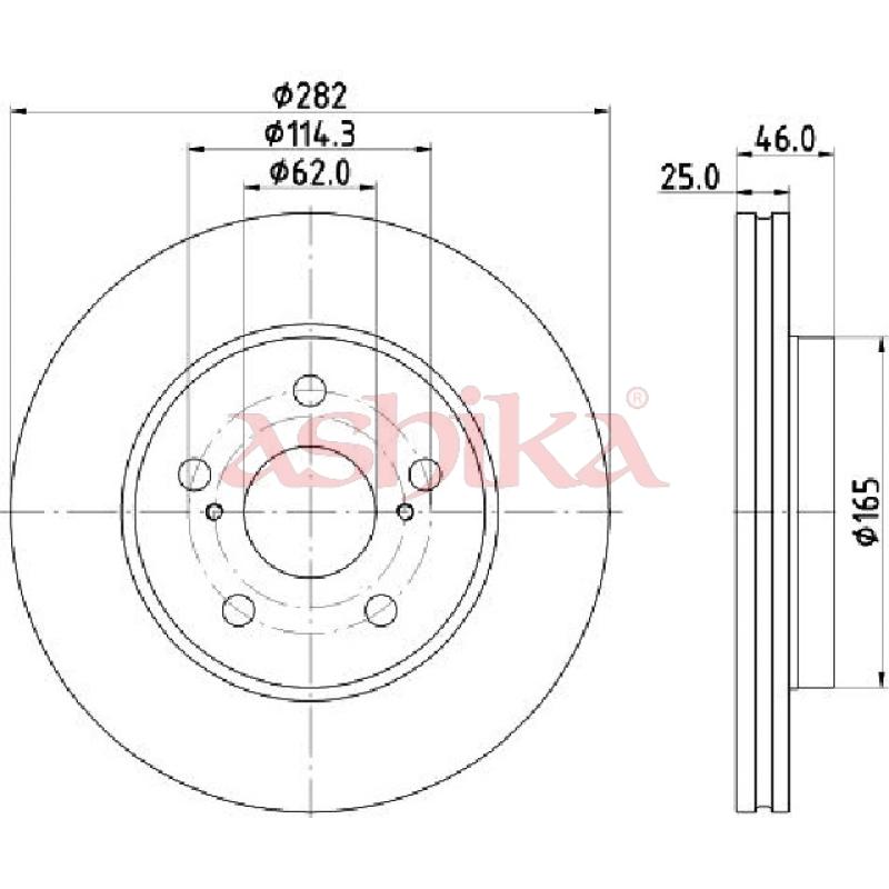 Jeu de 2 disques de frein avant ASHIKA 60-02-2057C - Visuel 1