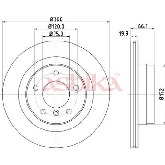 Jeu de 2 disques de frein arrière ASHIKA OEM 34216792227