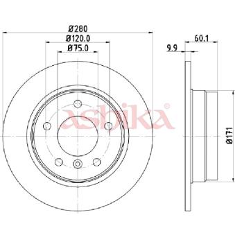 Jeu de 2 disques de frein arrière ASHIKA OEM 34211164511