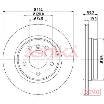 Jeu de 2 disques de frein arrière ASHIKA OEM 34216864056