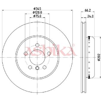 Jeu de 2 disques de frein arrière ASHIKA OEM 34206797607 Jeu de 2 disques de frein arrière ASHIKA OEM 34206797607