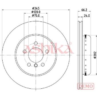 Jeu de 2 disques de frein arrière ASHIKA OEM 34216792233