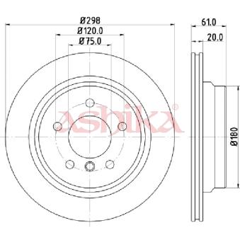 Jeu de 2 disques de frein arrière ASHIKA OEM 34211163153