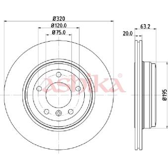 Jeu de 2 disques de frein arrière ASHIKA OEM 34216772085