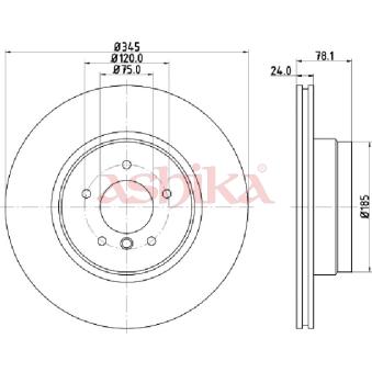 Jeu de 2 disques de frein arrière ASHIKA OEM 34216886480
