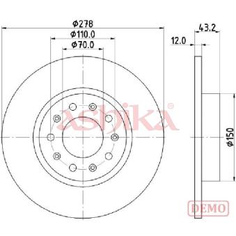 Jeu de 2 disques de frein arrière ASHIKA OEM 52059174
