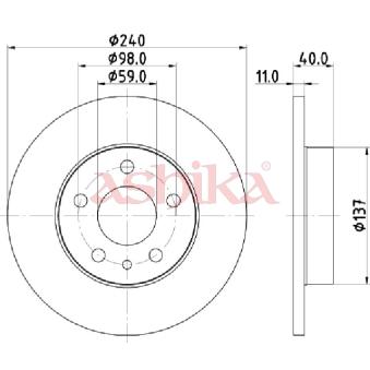 Jeu de 2 disques de frein arrière ASHIKA OEM 60578920