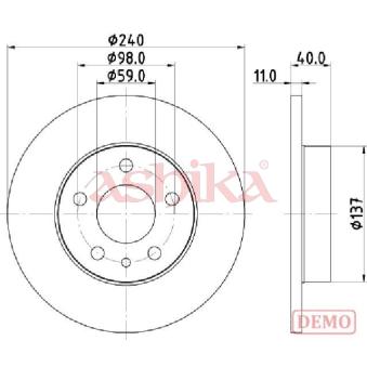 Jeu de 2 disques de frein arrière ASHIKA OEM 60578920