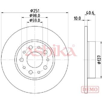 Jeu de 2 disques de frein arrière ASHIKA OEM 51808471