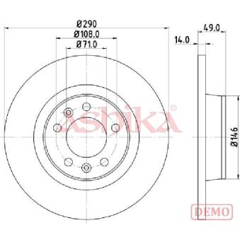 Jeu de 2 disques de frein arrière ASHIKA OEM 424922