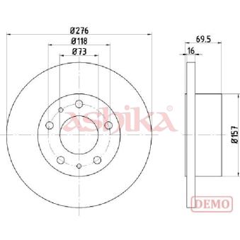 Jeu de 2 disques de frein arrière ASHIKA OEM 0002995819