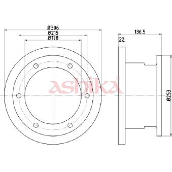 Jeu de 2 disques de frein arrière ASHIKA OEM 07182874 Jeu de 2 disques de frein arrière ASHIKA OEM 07182874