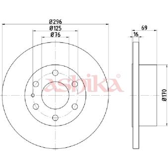 Jeu de 2 disques de frein arrière ASHIKA OEM 2996028