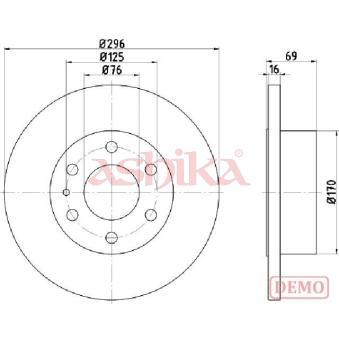 Jeu de 2 disques de frein arrière ASHIKA OEM 2996028