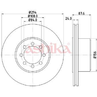 Jeu de 2 disques de frein arrière ASHIKA OEM 2996043