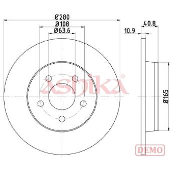 Jeu de 2 disques de frein arrière ASHIKA OEM 1223566