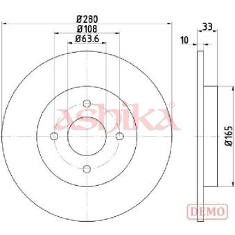 Jeu de 2 disques de frein arrière ASHIKA OEM 4324591