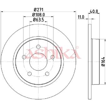Jeu de 2 disques de frein arrière ASHIKA 61-00-0305