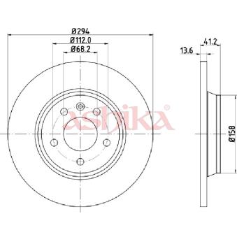 Jeu de 2 disques de frein arrière ASHIKA OEM 7D0615601A