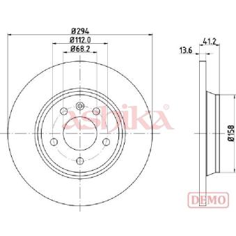 Jeu de 2 disques de frein arrière ASHIKA OEM 7D0615601A