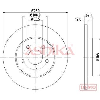 Jeu de 2 disques de frein arrière ASHIKA OEM C2S9231