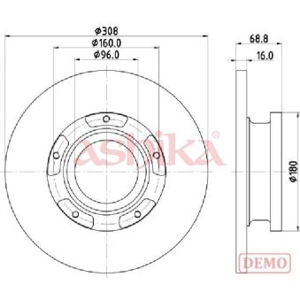 Jeu de 2 disques de frein arrière ASHIKA 61-00-0312C