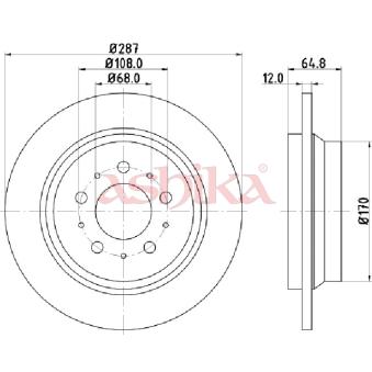 Jeu de 2 disques de frein arrière ASHIKA OEM 94341670
