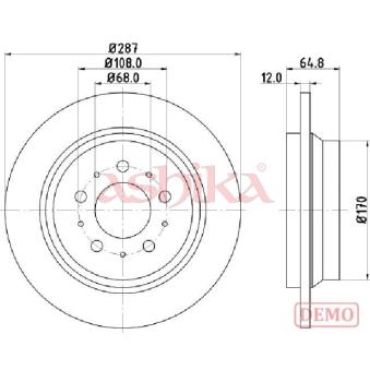 Jeu de 2 disques de frein arrière ASHIKA OEM 94341670