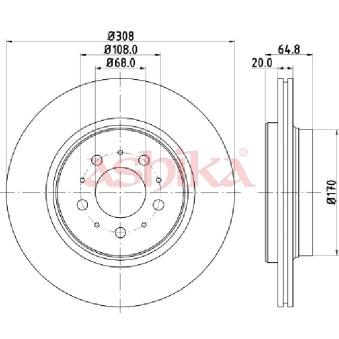 Jeu de 2 disques de frein arrière ASHIKA 61-00-0326