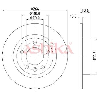 Jeu de 2 disques de frein arrière ASHIKA OEM 93169291