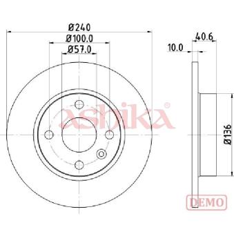 Jeu de 2 disques de frein arrière ASHIKA 61-00-0405C