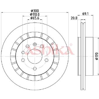 Jeu de 2 disques de frein arrière ASHIKA OEM 5232698