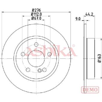 Jeu de 2 disques de frein arrière ASHIKA OEM 2464230012