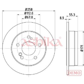 Jeu de 2 disques de frein arrière ASHIKA OEM 2014231212
